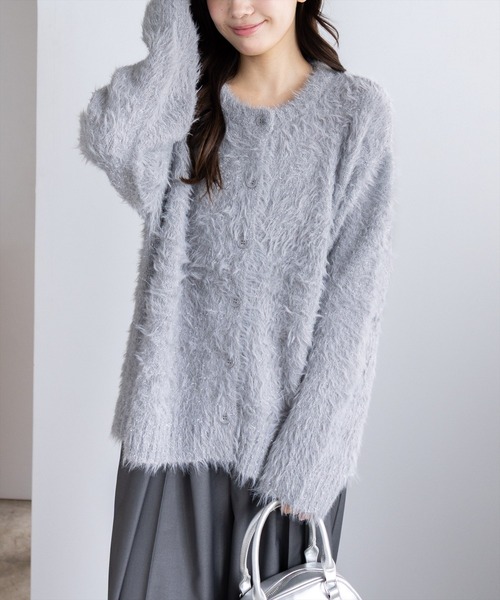 CLEAR BASIC カーディガン グリッターフェザーニットロング