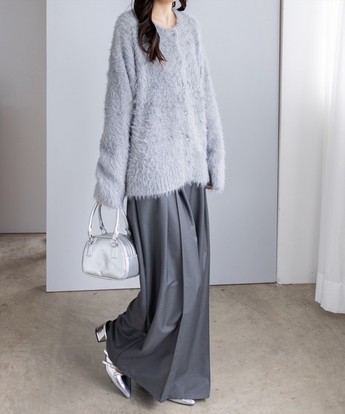 CLEAR BASIC カーディガン グリッターフェザーニットロング