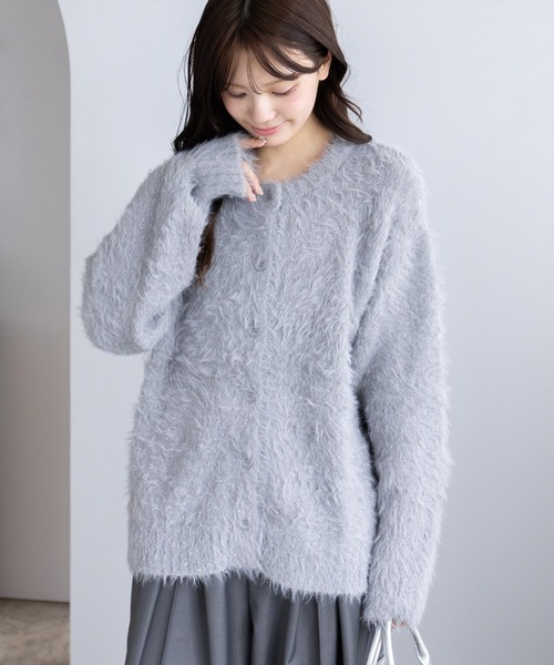 CLEAR BASIC カーディガン グリッターフェザーニットロング
