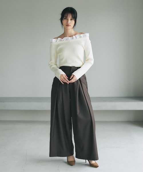 &. NOSTALGIA（ノスタルジア） ニット セーター フリルオフショル