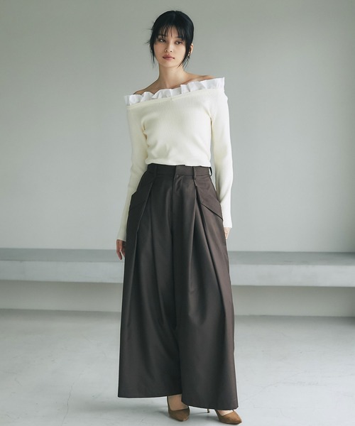 &. NOSTALGIA（ノスタルジア） ニット セーター フリルオフショル