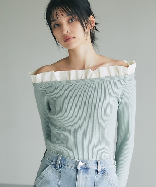 &. NOSTALGIA（ノスタルジア） ニット セーター フリルオフショル