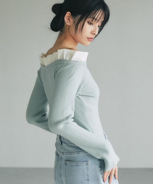 &. NOSTALGIA（ノスタルジア） ニット セーター フリルオフショル