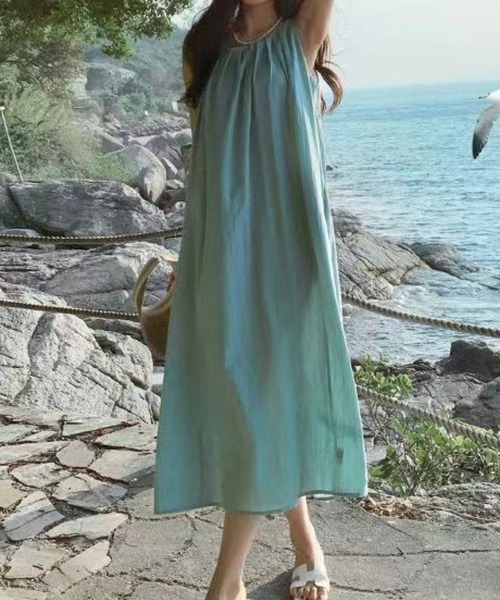 「CADBURY」 ノースリーブワンピース LARGE ブルー レディース_画像3