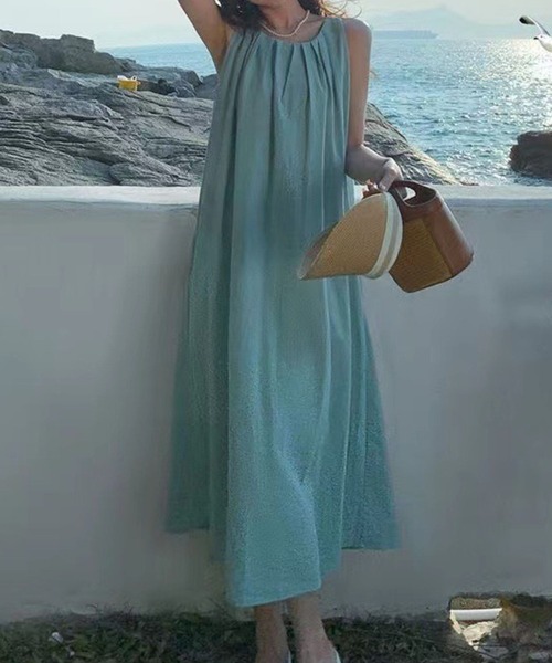 「CADBURY」 ノースリーブワンピース LARGE ブルー レディース_画像6