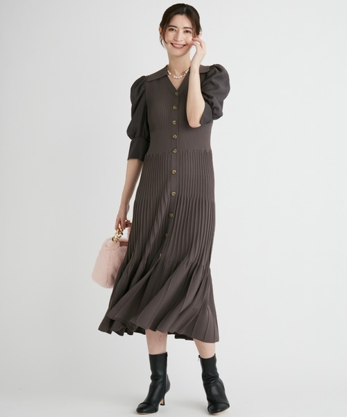 CELFORD（セルフォード） 7分袖ワンピース 36 ブラウン レディース