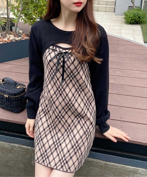 チェック柄ニットワンピース BLUEEAST（ブルーイースト） ワンピース 「ワンピースランキング1位