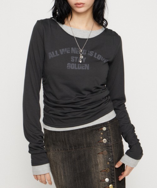 LAGUA GEM（ラグアジェム） tシャツ LAYERED BORDER ロングスリーブT