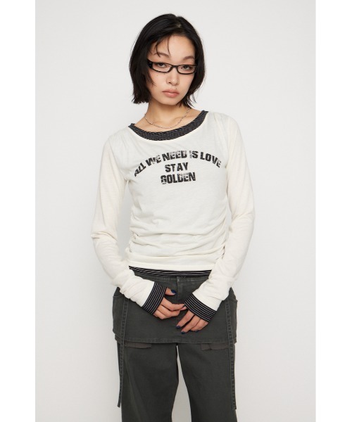 【希少レア】アンダーカバー 夢の国モチーフ ロングスリーブ Tシャツ LAGUA GEM（ラグアジェム） tシャツ LAYERED BORDER ロングスリーブT