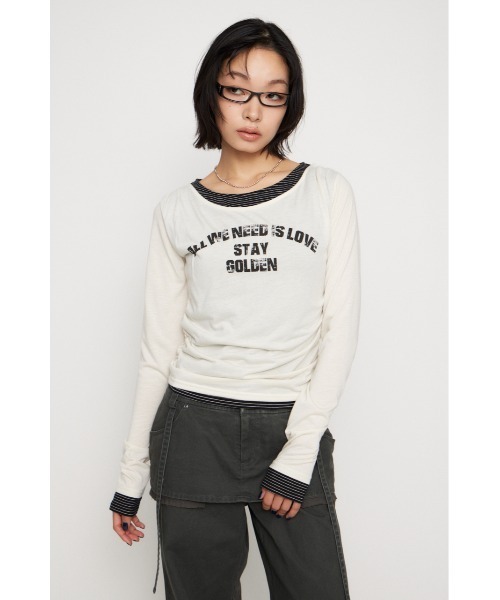 【希少レア】アンダーカバー 夢の国モチーフ ロングスリーブ Tシャツ LAGUA GEM（ラグアジェム） tシャツ LAYERED BORDER ロングスリーブT