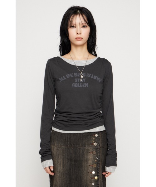 【希少レア】アンダーカバー 夢の国モチーフ ロングスリーブ Tシャツ LAGUA GEM（ラグアジェム） tシャツ LAYERED BORDER ロングスリーブT