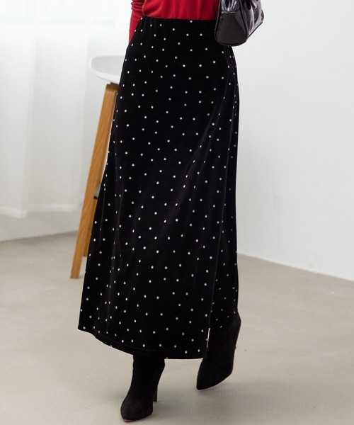 DAY CLOSET スカート 「ロング丈/ゴム入り」艶やかな光沢で大人の