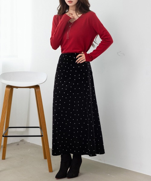 DAY CLOSET ロング スカート 「ロング丈/ゴム入り」艶やかな光沢で大人