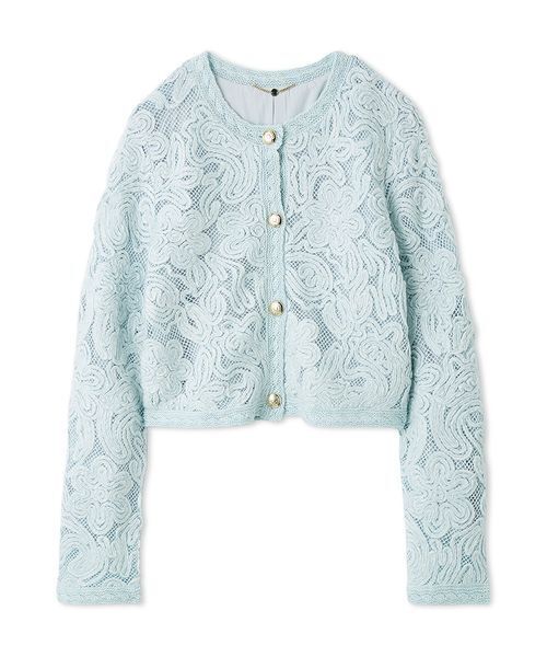 FRAY I.D ニットエンプロイダリーカーディガン　ノーカラージャケット FRAY I.D（フレイ・アイディー） ニット セーター エンブロイダリー