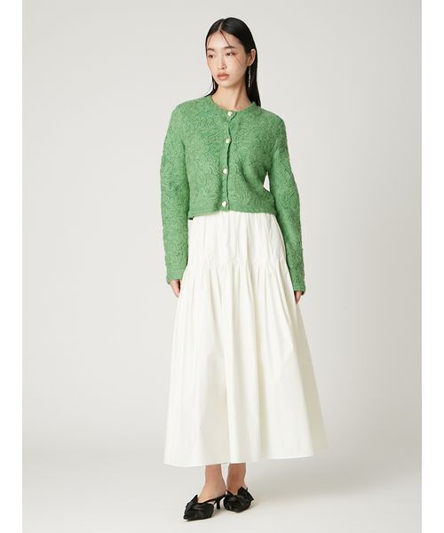 FRAY I.D ニットエンプロイダリーカーディガン　ノーカラージャケット FRAY I.D（フレイ・アイディー） ニット セーター エンブロイダリー