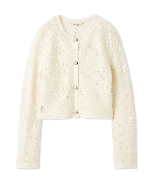 FRAY I.D ニットエンプロイダリーカーディガン　ノーカラージャケット FRAY I.D（フレイ・アイディー） ニット セーター エンブロイダリー
