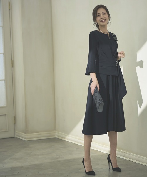 「RUIRUE BOUTIQUE」 長袖ワンピース L ネイビー レディース_画像4