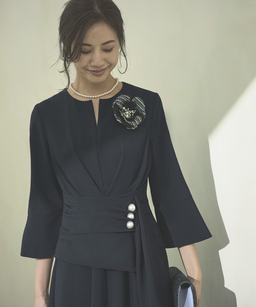 「RUIRUE BOUTIQUE」 長袖ワンピース L ネイビー レディース_画像5