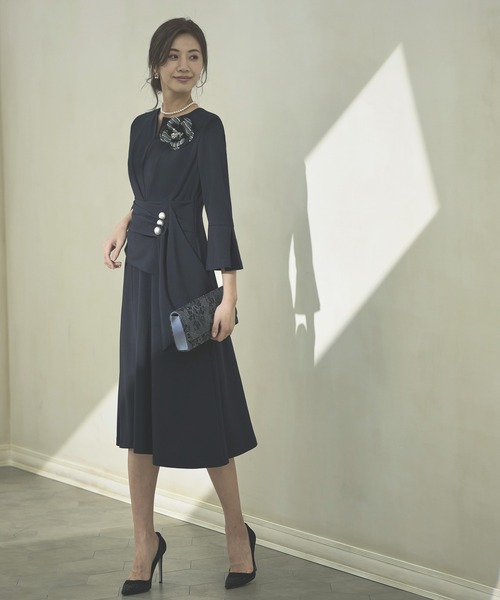 「RUIRUE BOUTIQUE」 長袖ワンピース L ネイビー レディース_画像7