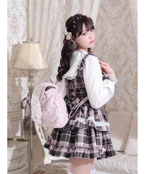 即購可333studio X keimfleck 2way個性的ファーレース帽子 NOEMIE（ノエミー） デイバック リュック うさ耳リボンレースアップ
