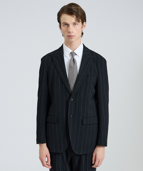 ジャケット テーラードジャケット 「26S/S」ウールストレッチサッカーピークドラペルジャケット / セットアップ対応 / ストレッチ / 防シワの画像