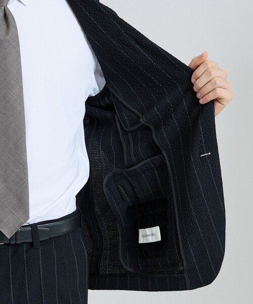 ジャケット テーラードジャケット 「26S/S」ウールストレッチサッカーピークドラペルジャケット / セットアップ対応 / ストレッチ / 防シワの画像