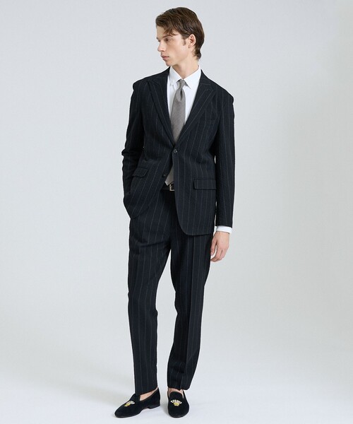 ジャケット テーラードジャケット 「26S/S」ウールストレッチサッカーピークドラペルジャケット / セットアップ対応 / ストレッチ / 防シワの画像
