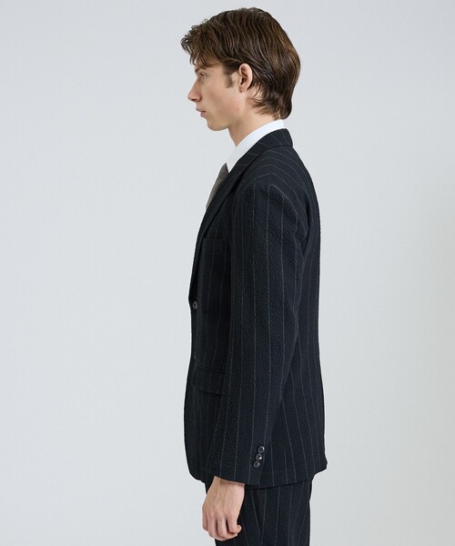 ジャケット テーラードジャケット 「26S/S」ウールストレッチサッカーピークドラペルジャケット / セットアップ対応 / ストレッチ / 防シワの画像