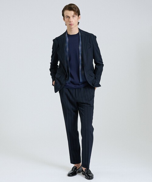 ジャケット テーラードジャケット 「26S/S」ウールストレッチサッカーピークドラペルジャケット / セットアップ対応 / ストレッチ / 防シワの画像