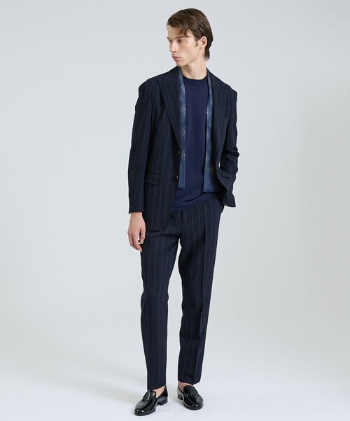 ジャケット テーラードジャケット 「26S/S」ウールストレッチサッカーピークドラペルジャケット / セットアップ対応 / ストレッチ / 防シワの画像