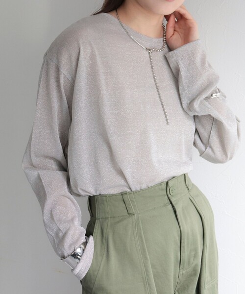 「fredy emue」 長袖カットソー 38 サックスブルー レディース_画像5