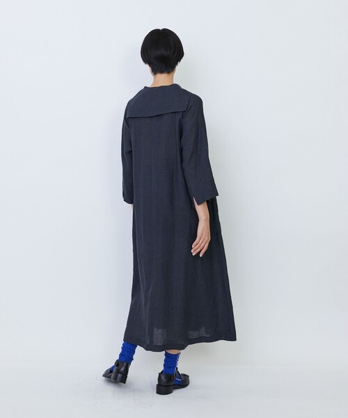 nest Robe ビックカラー　セーラーカラー　ネイビー リネン　ワンピース お出かけワンピース、スタッフのおすすめコーデとともに** | 梅田店