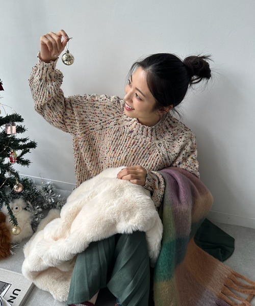 「AS KNOW AS plus」 長袖ニット FREE ライトベージュ レディース_画像5