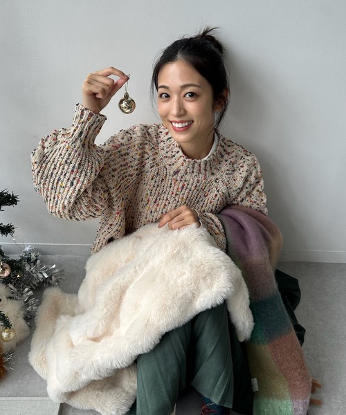 「AS KNOW AS plus」 長袖ニット FREE ライトベージュ レディース_画像8