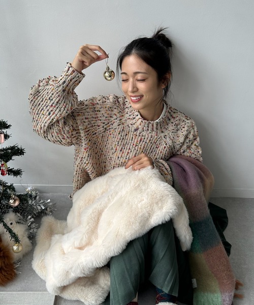 「AS KNOW AS plus」 長袖ニット FREE ライトベージュ レディース_画像9