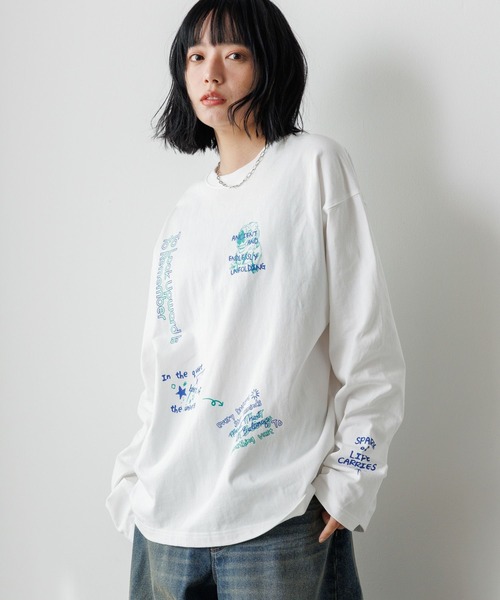 PBLIM tシャツ 「UNISEX」ラクガキロンT ルーズシルエット レディース