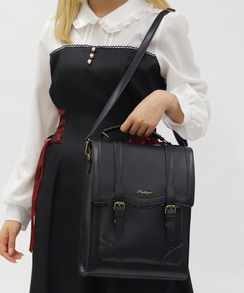 【axes femme】型押し入り サッチェルバッグ ブラック 3way 美品 axes femme POETIQUE デイバック リュック 3WAYサッチェルバッグ