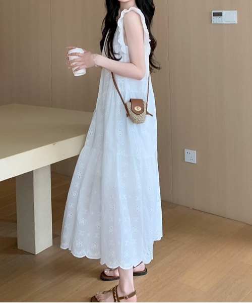 Maison Calme ワンピース 夏 「26春夏新作」カットワーク刺繍レース