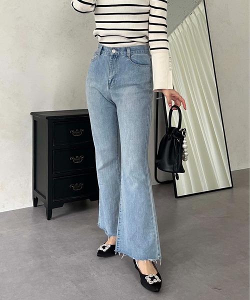 「prose verse」 ブーツカットデニムパンツ MEDIUM ブルー レディース_画像3