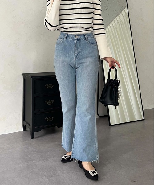 「prose verse」 ブーツカットデニムパンツ MEDIUM ブルー レディース_画像4