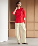 パンツ タックカーブパンツ ウォッシャブル 接...の詳細画像4