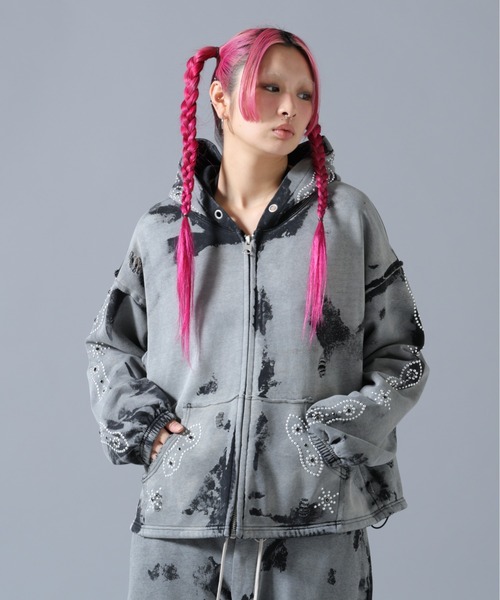 Danke Schon ダンケシェーン マーブルプルオーバーフリース 606222103 L ホワイト トレーナー 大理石柄 ハーフジップ ジャケット トップス【中古】【Danke Schon】 Danke Schon ダンケシェーン マーブルプルオーバーフリース 606222103