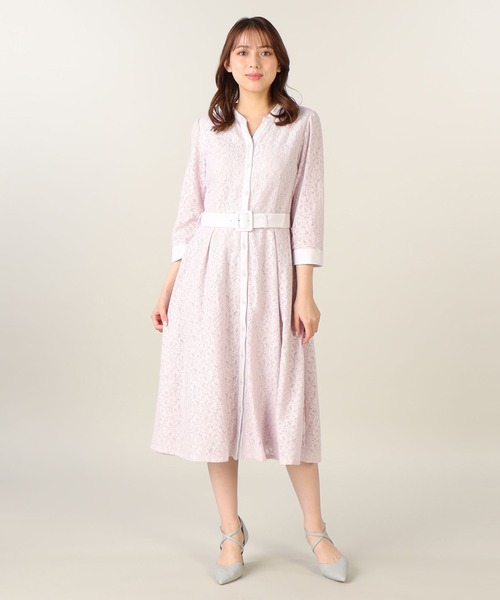 「LAISSE PASSE」 長袖ワンピース 36 ブルー レディースの画像
