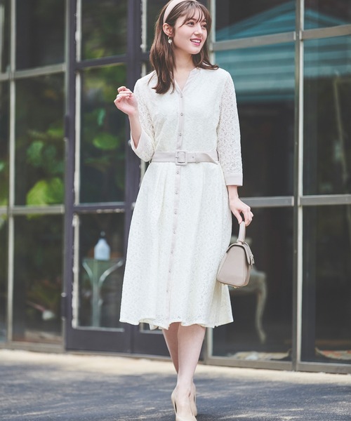 「LAISSE PASSE」 長袖ワンピース 36 ブルー レディースの画像