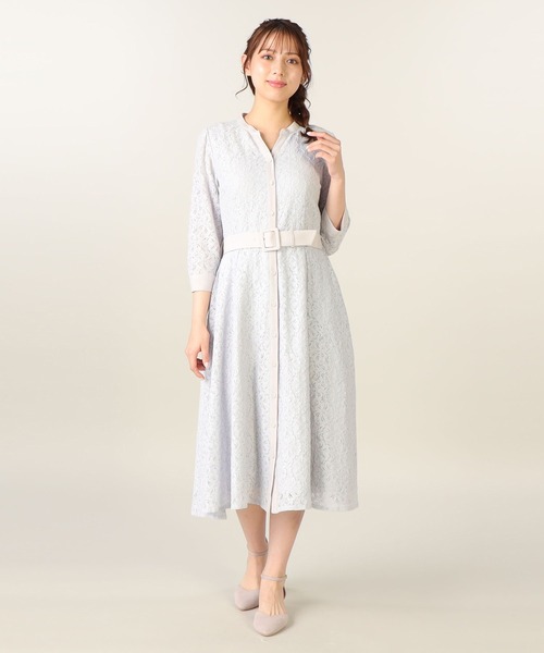 「LAISSE PASSE」 長袖ワンピース 36 ブルー レディースの画像