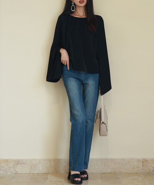 「SAISON DE PAPILLON」 長袖ブラウス M ブラック レディース_画像4