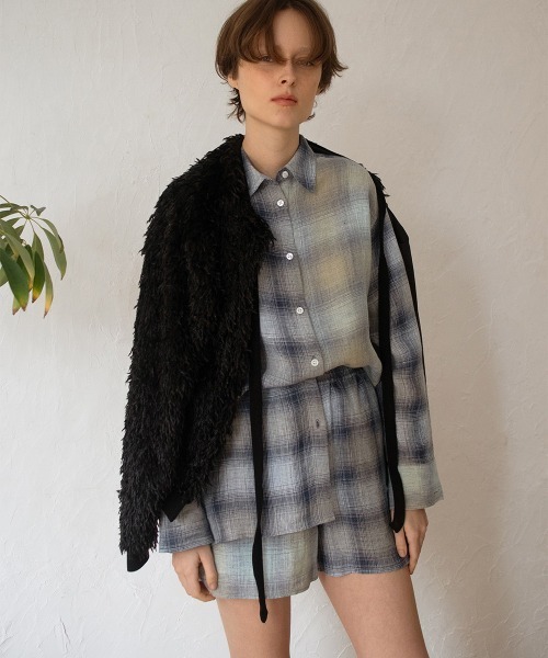 ブラウス シャツ 「leinwande」26SS新作 Combination Check Shirts レディースの画像