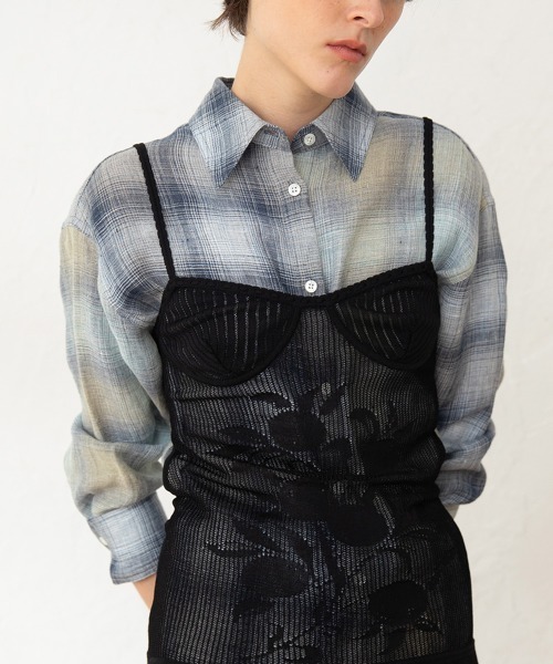 ブラウス シャツ 「leinwande」26SS新作 Combination Check Shirts レディースの画像