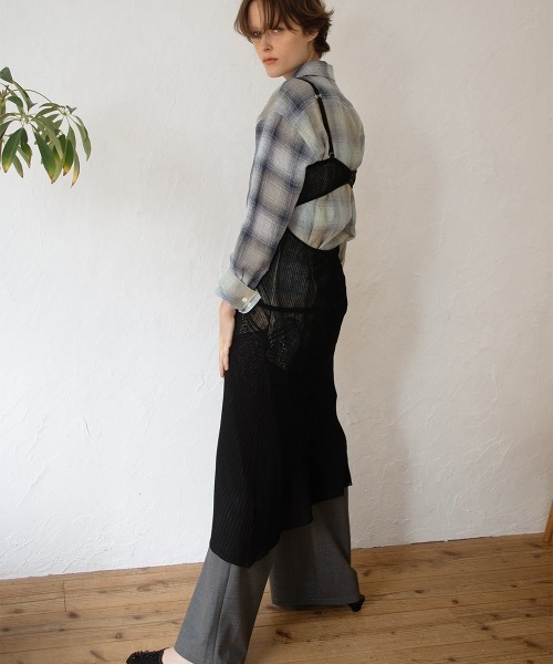 ブラウス シャツ 「leinwande」26SS新作 Combination Check Shirts レディースの画像