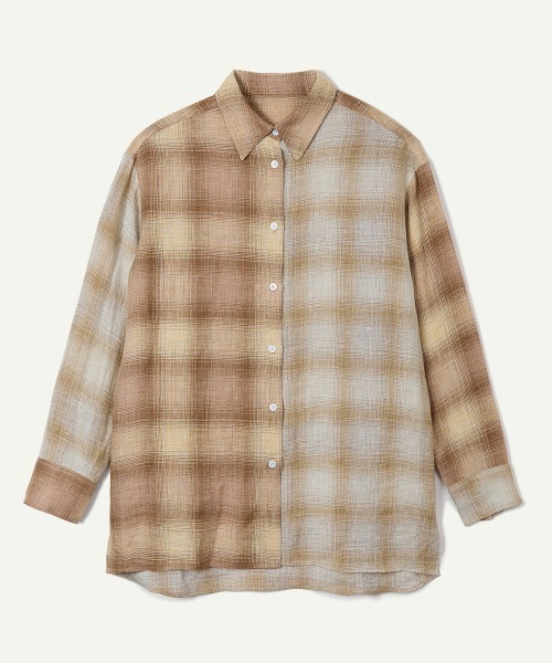 ブラウス シャツ 「leinwande」26SS新作 Combination Check Shirts レディースの画像